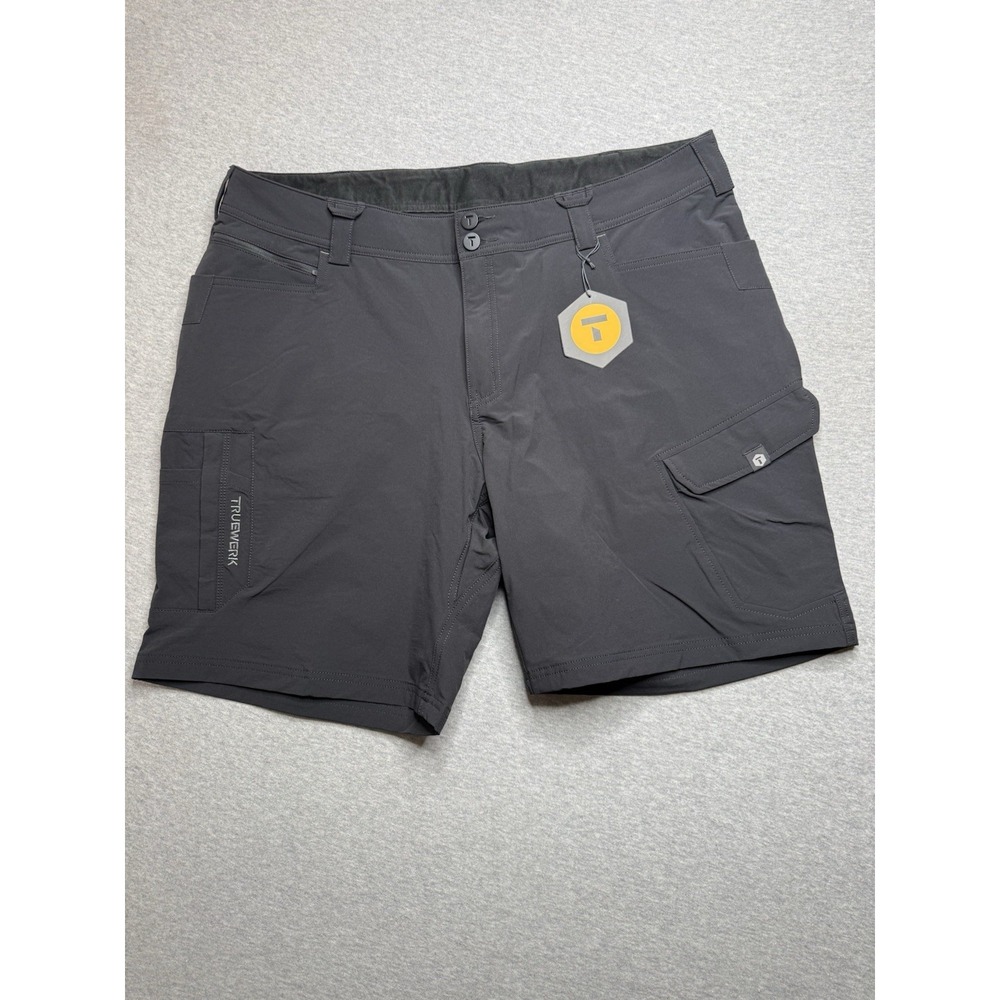 NEW TRUEWERK T1 WerkShort Mens 40 W 9 L Gray Cargo Work Shorts Stretch Utility